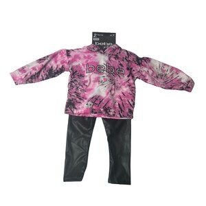 Bebe Girls 2-Piece Set – Tie-Dye Hoodie & Black Pants – Size 18M